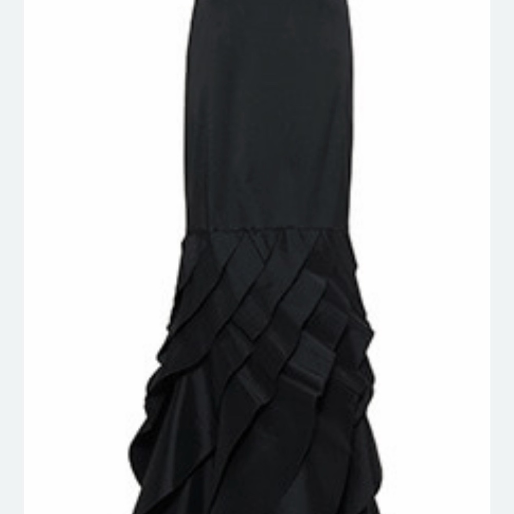 Tadashi Shoji Black Tiered Ruffle Maxi Skirt (A105)